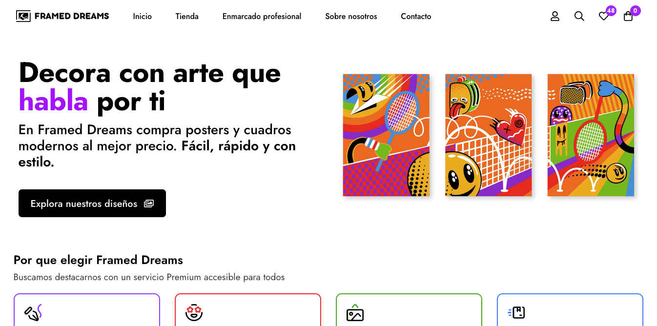 Framed Dreams Homepage Screenshot