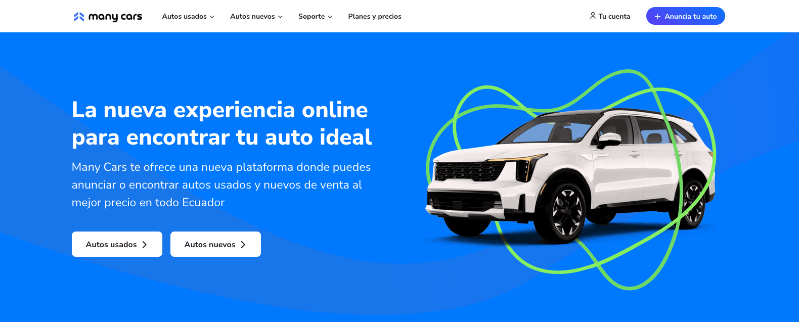 Many Cars Homepage Screenshot